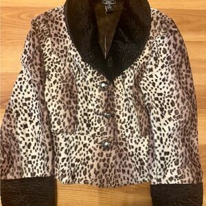 Lisa International Animal Print Teddy Jacket